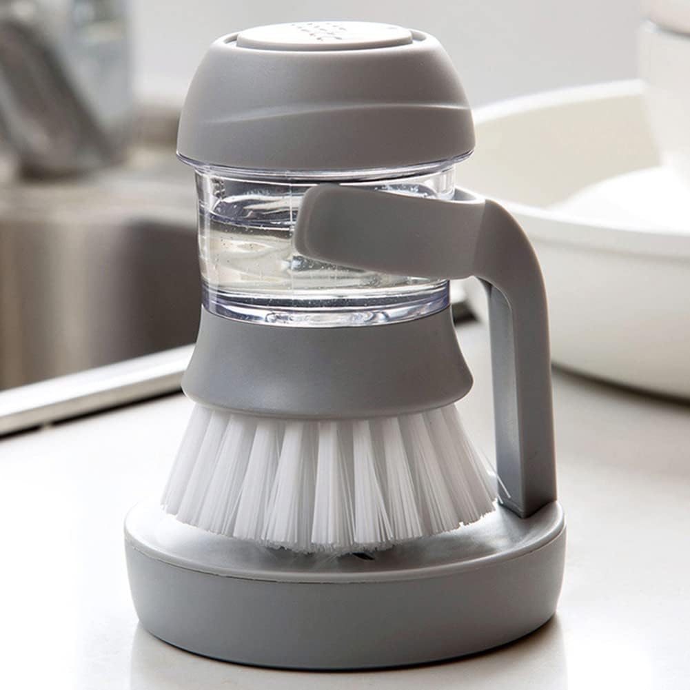 Cepillo de mano dispensador de jabon de cocina.