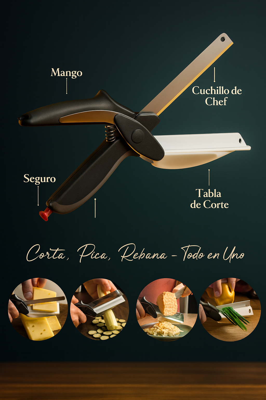 Cortador Cocina 2 En 1 Cuchillo Tijeras