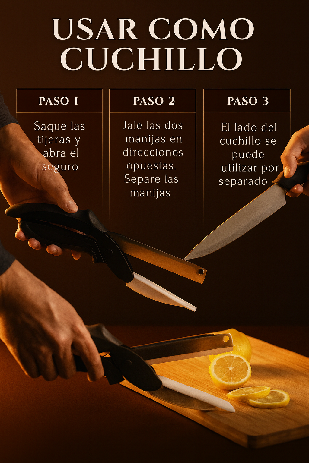 Cortador Cocina 2 En 1 Cuchillo Tijeras
