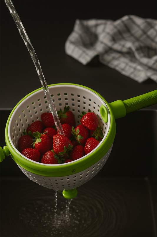 Escurridor de frutas y verduras giratorio.