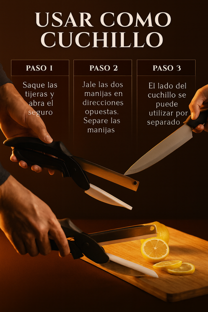 Cortador Cocina 2 En 1 Cuchillo Tijeras